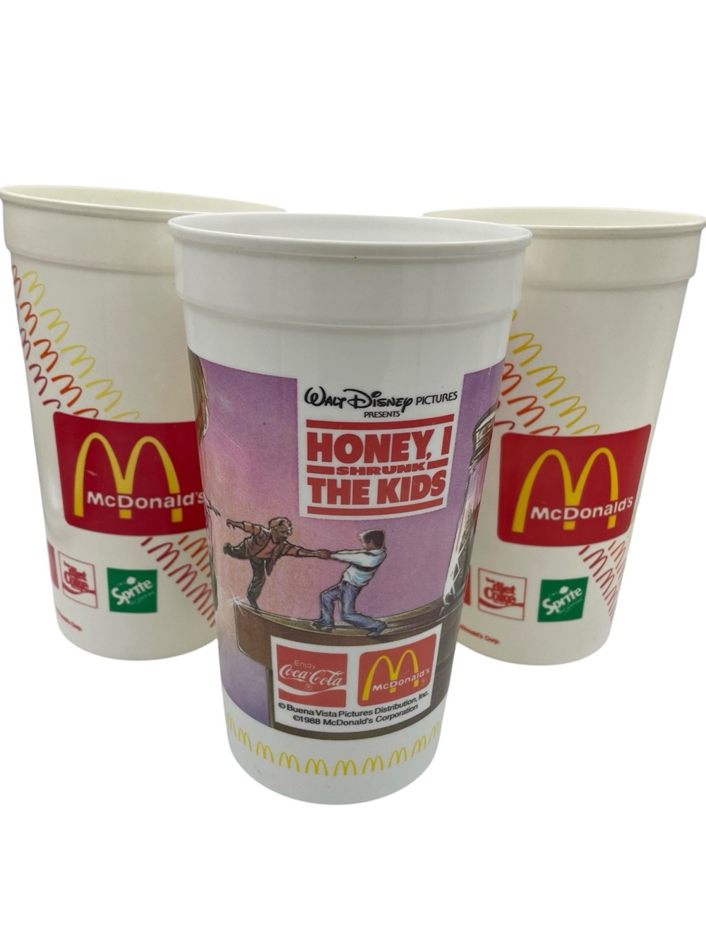 3VTG McDonald's promotional cup and reg large cups 1986-1988
